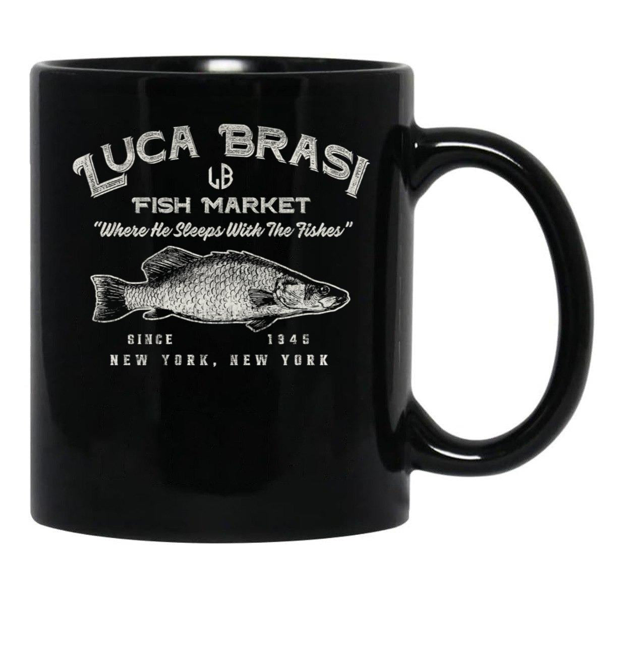 Luca Brasi Fish Market Worn Dks Black Coffee Mug, Gift Coffee Mug - Black