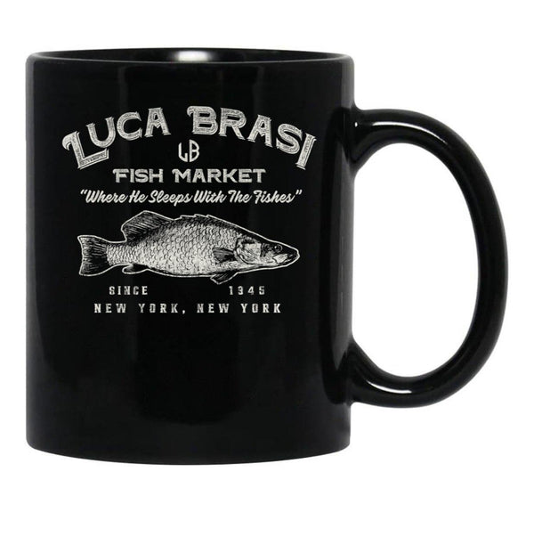 Luca Brasi Fish Market Worn Dks Black Coffee Mug, Gift Coffee Mug - Black