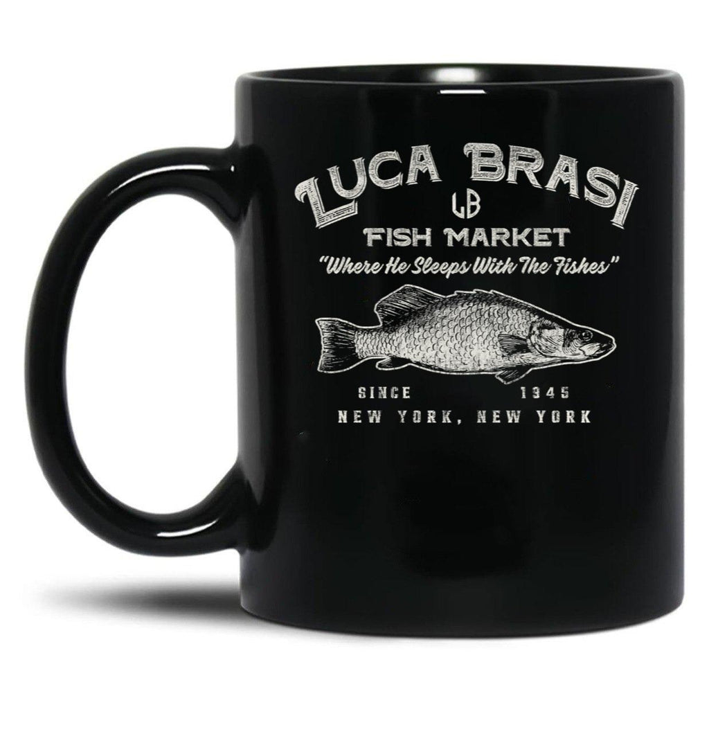 Luca Brasi Fish Market Worn Dks Black Coffee Mug, Gift Coffee Mug