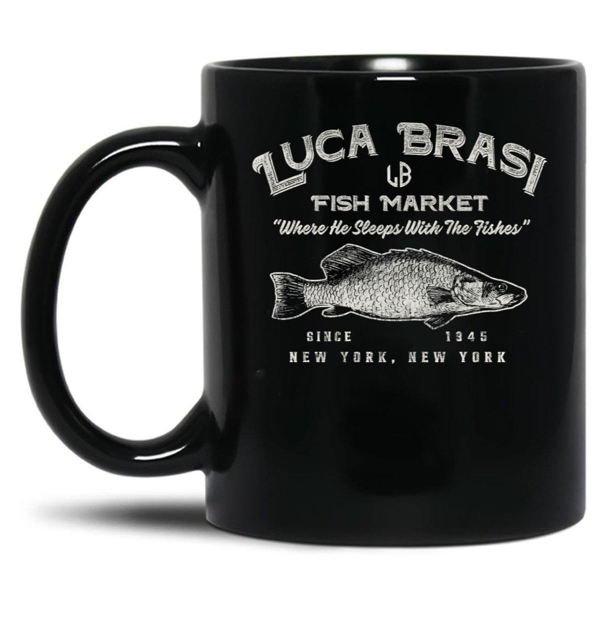 Luca Brasi Fish Market Worn Dks Black Coffee Mug, Gift Coffee Mug
