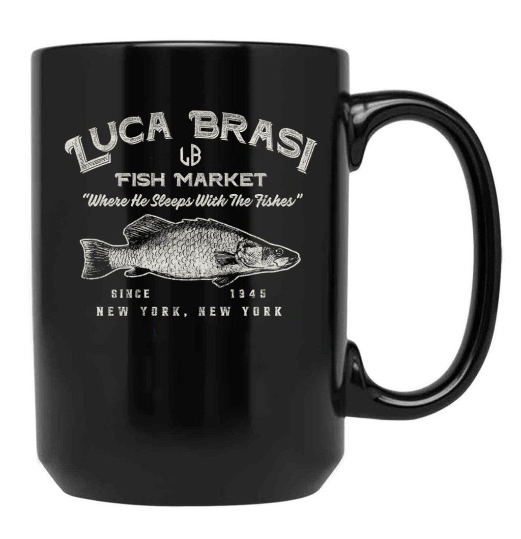 Luca Brasi Fish Market Worn Dks Black Coffee Mug, Gift Coffee Mug