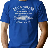 Luca Brasi Fish Market Worn Dks Premium Heavyweight Cotton T-Shirt - Blue
