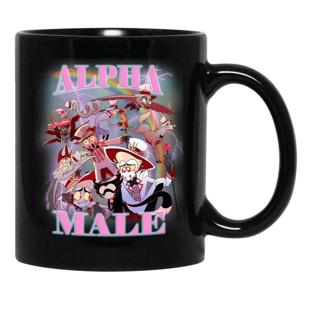 Lucifer - Alpha Male - Hazbin Hotel Black Coffee Mug, Gift Coffee Mug - Black