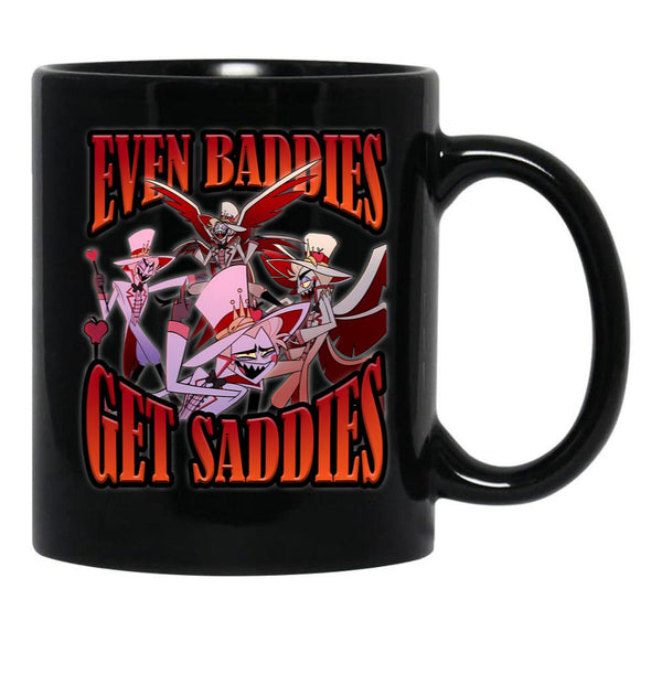 Lucifer Even Baddies Get Saddies - Hazbin Hotel Black Coffee Mug, Gift Coffee Mug - Black