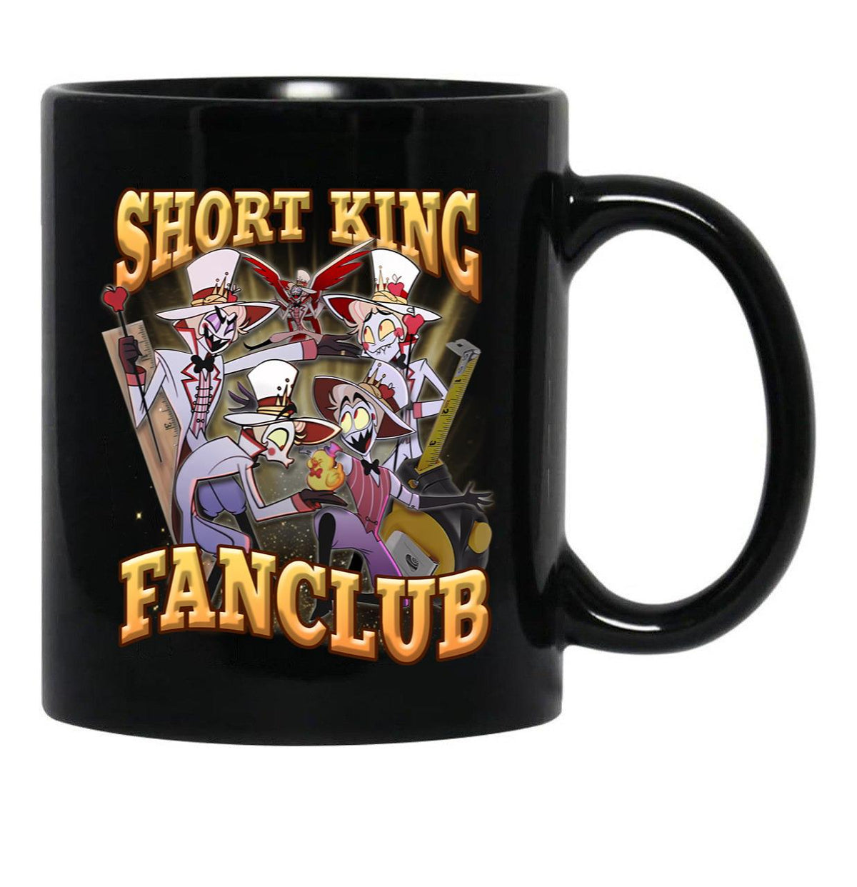 Lucifer Short King Fanclub - Hazbin Hotel Black Coffee Mug, Gift Coffee Mug - Black