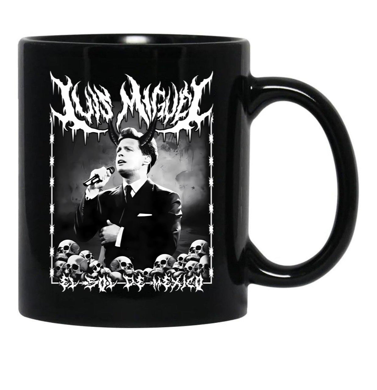 Luis Miguel El Sol De Mxico Metal Dark Lettering Design Black Coffee Mug, Gift Coffee Mug - Black
