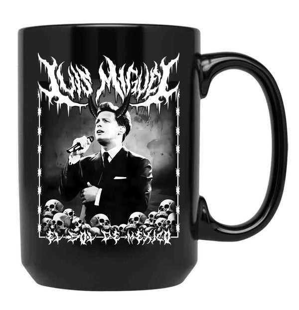 Luis Miguel El Sol De Mxico Metal Dark Lettering Design Black Coffee Mug, Gift Coffee Mug
