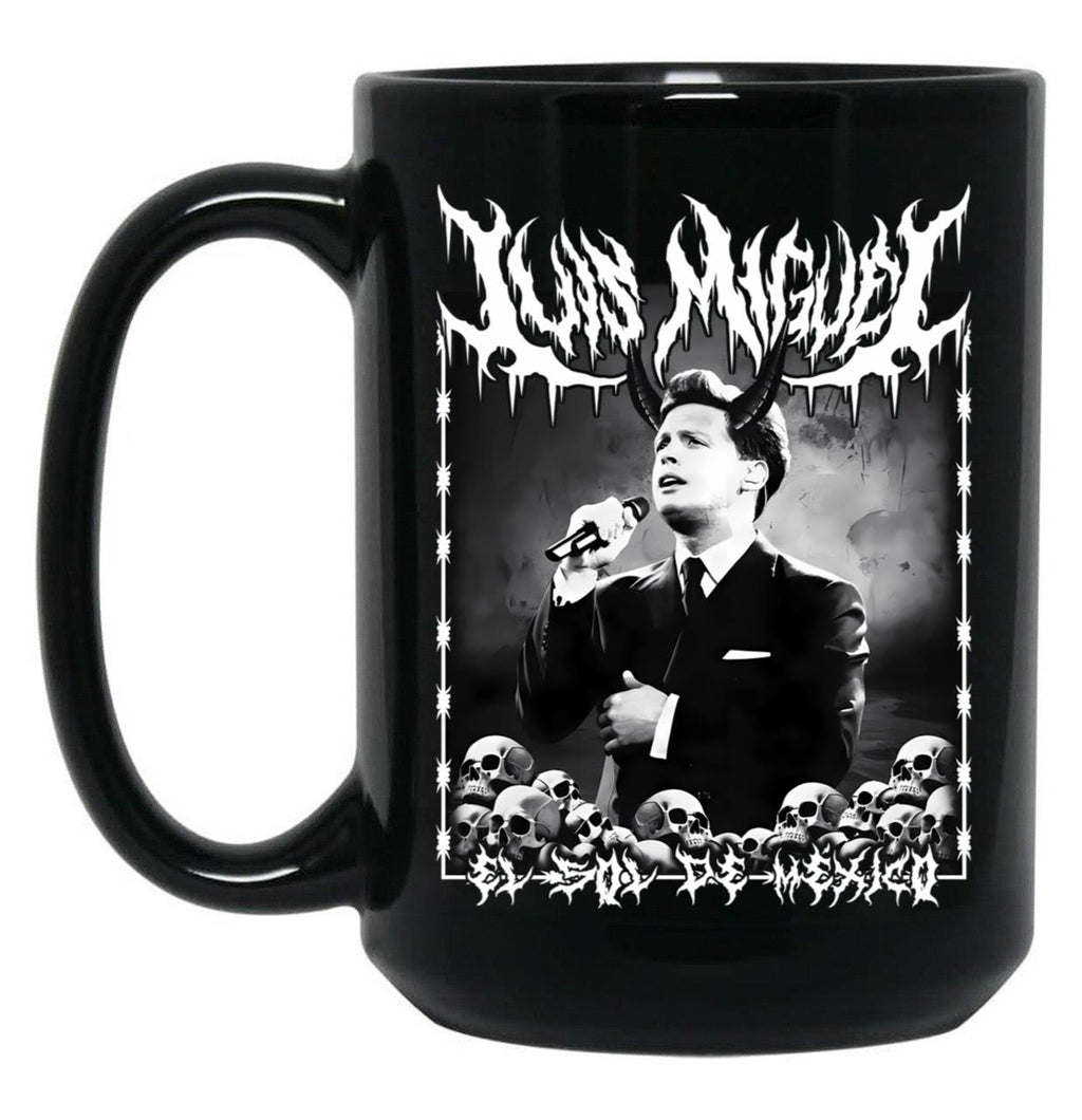 Luis Miguel El Sol De Mxico Metal Dark Lettering Design Black Coffee Mug, Gift Coffee Mug