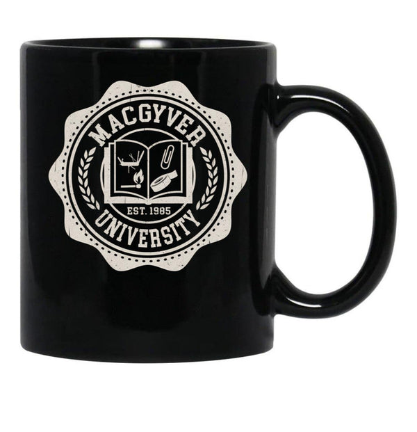 Macgyver University Black Coffee Mug, Gift Coffee Mug - Black