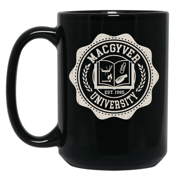 Macgyver University Black Coffee Mug, Gift Coffee Mug - Black