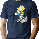 Mad Hatter Tea Party T-Shirt for Men & Women, T-Shirts Graphic Tee - Navy