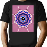 Mandala Blue Ornamental Pattern On Pink Background. Vector Illustration Pattern Seamless Vector Design Wallpaper Texture Ornament Decoration Art Illustration Tile Flower Geometric T-Shirt for Men & Women, T-Shirts Graphic Tee - Black