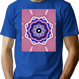 Mandala Blue Ornamental Pattern On Pink Background. Vector Illustration Pattern Seamless Vector Design Wallpaper Texture Ornament Decoration Art Illustration Tile Flower Geometric T-Shirt for Men & Women, T-Shirts Graphic Tee - Blue