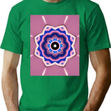Mandala Blue Ornamental Pattern On Pink Background. Vector Illustration Pattern Seamless Vector Design Wallpaper Texture Ornament Decoration Art Illustration Tile Flower Geometric T-Shirt for Men & Women, T-Shirts Graphic Tee - Green