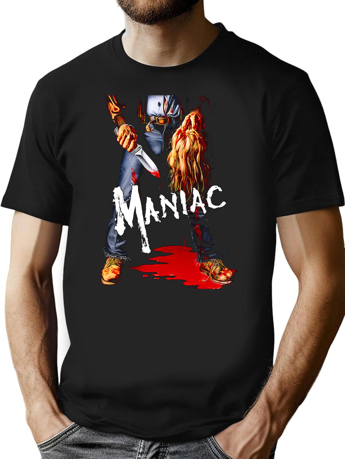 Maniac T-Shirt for Men & Women, T-Shirts Graphic Tee - Black