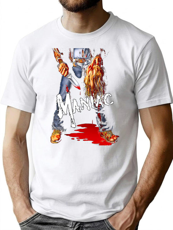 Maniac T-Shirt for Men & Women, T-Shirts Graphic Tee - White