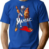 Maniac T-Shirt for Men & Women, T-Shirts Graphic Tee - Blue