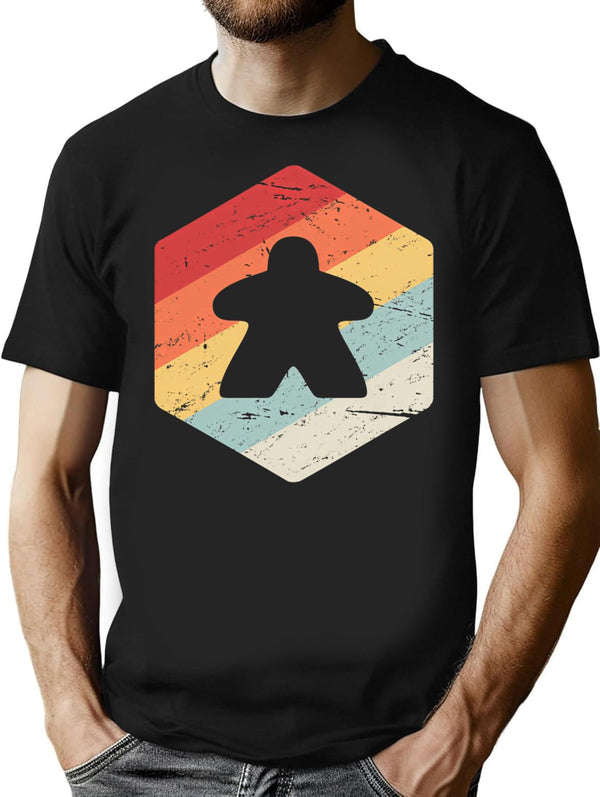 Meeple Retro Vintage Boardgame Lover T-Shirt for Men & Women, T-Shirts Graphic Tee - Black