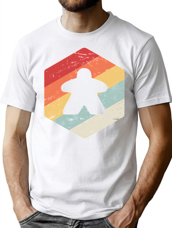 Meeple Retro Vintage Boardgame Lover T-Shirt for Men & Women, T-Shirts Graphic Tee - White