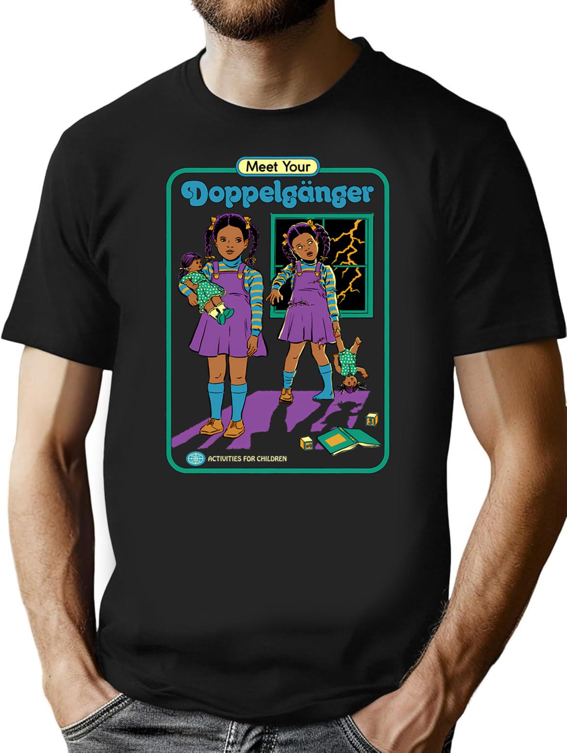 Meet Your Doppelgnger T-Shirt for Men & Women, T-Shirts Graphic Tee - Black
