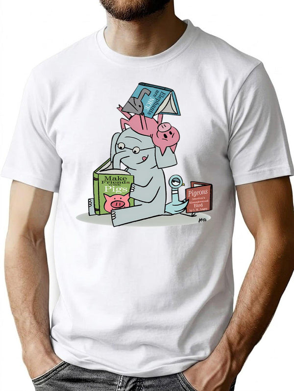 Men Women Brilliant Elephant And Piggie Gerald And Piggie Happy Vintage Inspirational T-Shirt for Men & Women, T-Shirts Graphic Tee - White