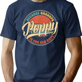 Mens Poppy Because Grandpa Is For Old Guys Funny Vintage Retro Gift T-Shirt for Men & Women, T-Shirts Graphic Tee - Navy