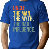 Mens Uncle The Man The Myth The Bad Influence Best Funny Uncle T-Shirt T-Shirt for Men & Women, T-Shirts Graphic Tee - Blue