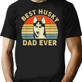 Mens Vintage Best Husky Dad Ever Funny Dog Dad Fathers Day T-Shirt for Men & Women, T-Shirts Graphic Tee - Black