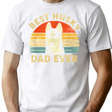 Mens Vintage Best Husky Dad Ever Funny Dog Dad Fathers Day T-Shirt for Men & Women, T-Shirts Graphic Tee - White