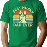 Mens Vintage Best Husky Dad Ever Funny Dog Dad Fathers Day T-Shirt for Men & Women, T-Shirts Graphic Tee - Green