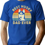 Mens Vintage Best Husky Dad Ever Funny Dog Dad Fathers Day T-Shirt for Men & Women, T-Shirts Graphic Tee - Blue
