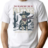 Meowdy Partner Whiskers In The Wind T-Shirt for Men & Women, T-Shirts Graphic Tee - White