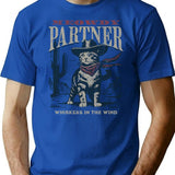 Meowdy Partner Whiskers In The Wind T-Shirt for Men & Women, T-Shirts Graphic Tee - Blue