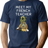 Merchhaus - Meet My French Teacher - Telefrancais Ananas Design T-Shirt for Men & Women, T-Shirts Graphic Tee - Navy