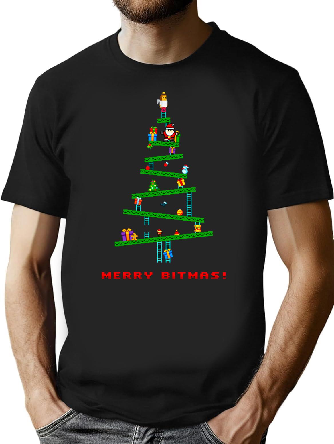 Merry Bitmas T-Shirt for Men & Women, T-Shirts Graphic Tee - Black