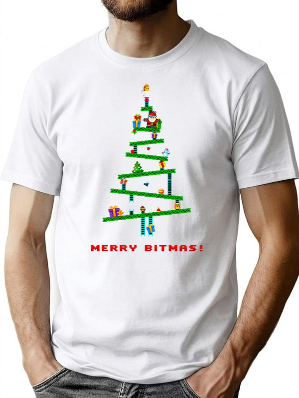 Merry Bitmas T-Shirt for Men & Women, T-Shirts Graphic Tee - White