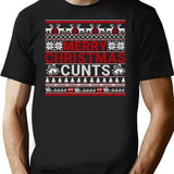 Merry Christmas Cunts Ugly Christmas Sweater Gift Premium Heavyweight Cotton T-Shirt - Black
