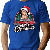 Merry Christmas T-Shirt for Men & Women, T-Shirts Graphic Tee - Blue