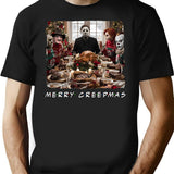 Merry Creepmas Horror Movie Christmas T-Shirt for Men & Women, T-Shirts Graphic Tee - Black