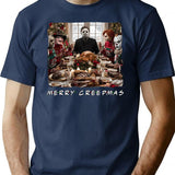 Merry Creepmas Horror Movie Christmas T-Shirt for Men & Women, T-Shirts Graphic Tee - Navy
