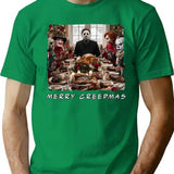 Merry Creepmas Horror Movie Christmas T-Shirt for Men & Women, T-Shirts Graphic Tee - Green
