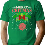 Merry Critmas 20 Sided Dice Rpg Christmas Holiday Board Game T-Shirt for Men & Women, T-Shirts Graphic Tee - Green