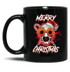 Merry Xmas Sunflower Sunglasses Horror Clown Movie Art Terrifier 2 Black Coffee Mug, Gift Coffee Mug