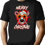 Merry Xmas Sunflower Sunglasses Horror Clown Movie Art Terrifier 2 Premium Heavyweight Cotton T-Shirt - Black