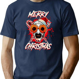 Merry Xmas Sunflower Sunglasses Horror Clown Movie Art Terrifier 2 Premium Heavyweight Cotton T-Shirt - Navy