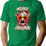 Merry Xmas Sunflower Sunglasses Horror Clown Movie Art Terrifier 2 Premium Heavyweight Cotton T-Shirt - Green