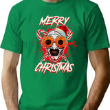Merry Xmas Sunflower Sunglasses Horror Clown Movie Art Terrifier 2 T-Shirt for Men & Women, T-Shirts Graphic Tee - Green
