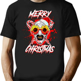 Merry Xmas Sunflower Sunglasses Horror Clown Movie Art T-Shirt for Men & Women, T-Shirts Graphic Tee - Black