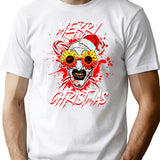 Merry Xmas Sunflower Sunglasses Horror Clown Movie Art T-Shirt for Men & Women, T-Shirts Graphic Tee - White