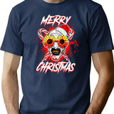 Merry Xmas Sunflower Sunglasses Horror Clown Movie Art T-Shirt for Men & Women, T-Shirts Graphic Tee - Navy